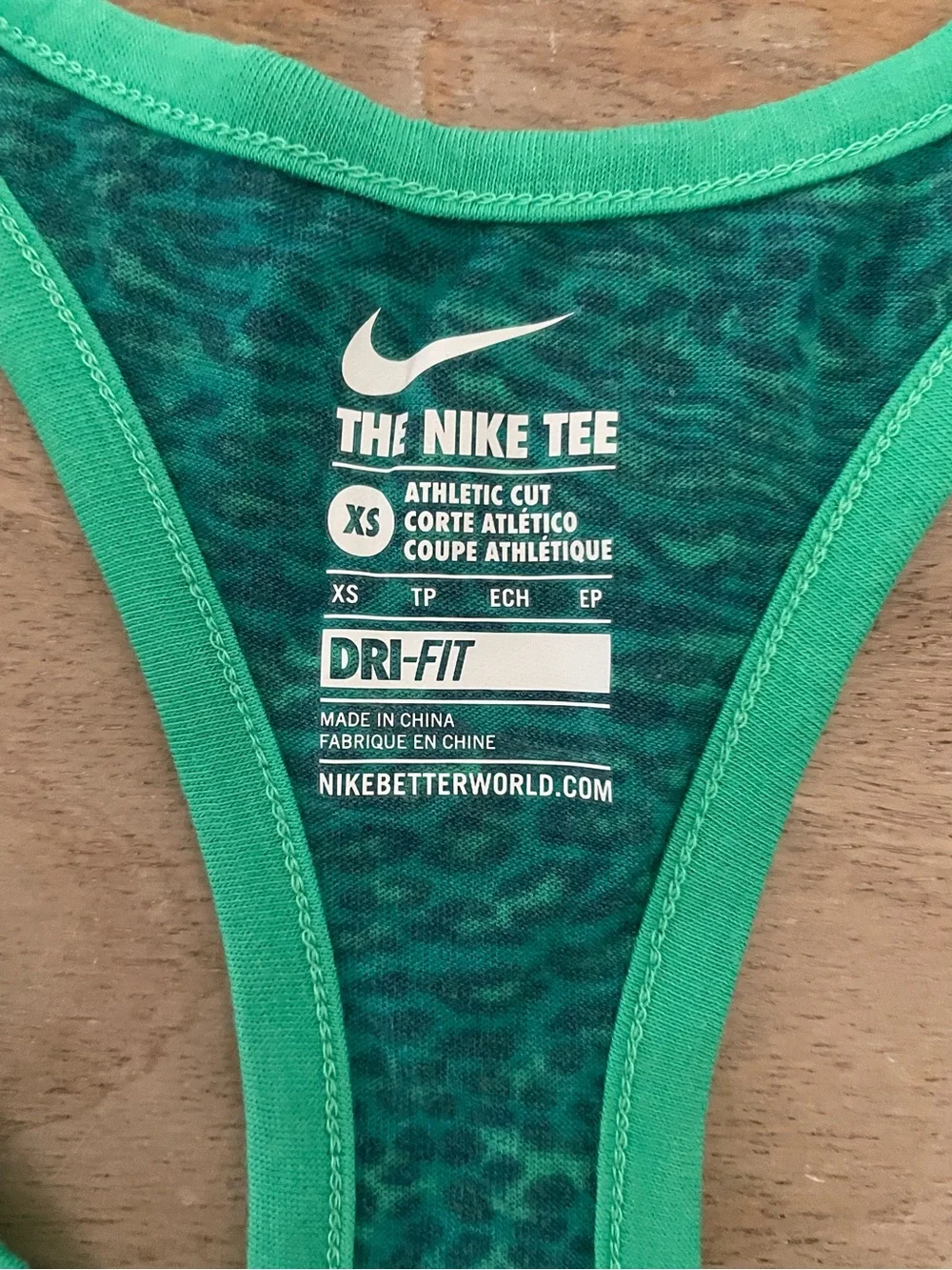 Nike Women's Teal Athletic Racerback Tank with Neon Yellow Logo